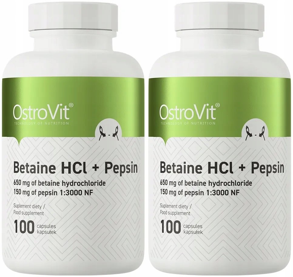 2x OstroVit Betaine HCl + Pepsin 100 caps kaina akcija pigu