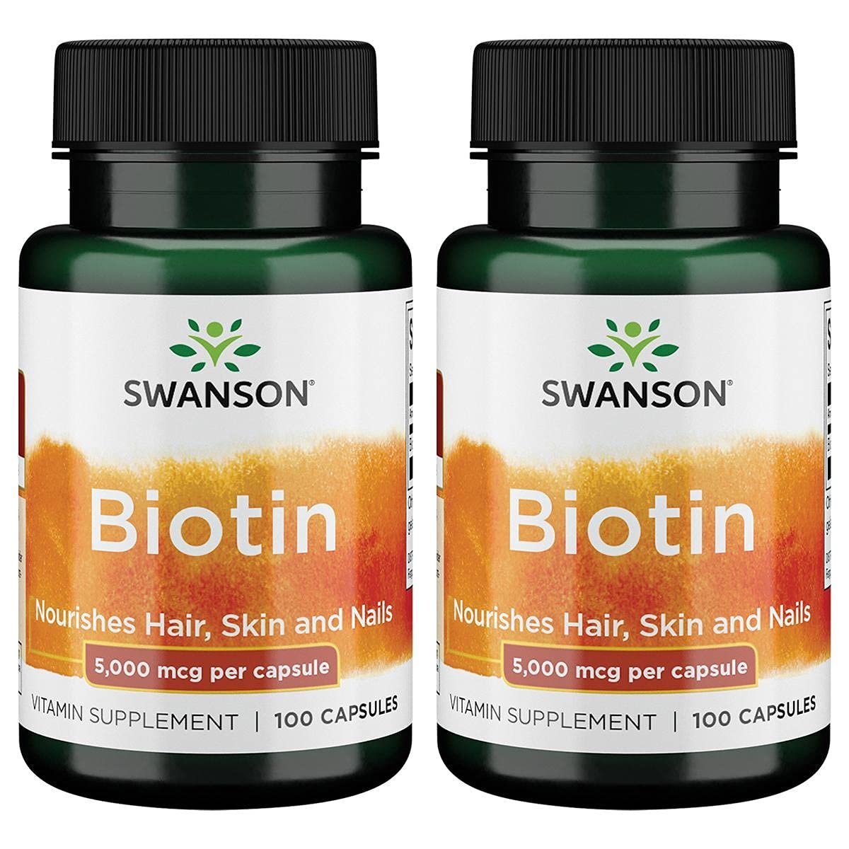 2x Swanson Biotin 5000mcg 100 caps combo