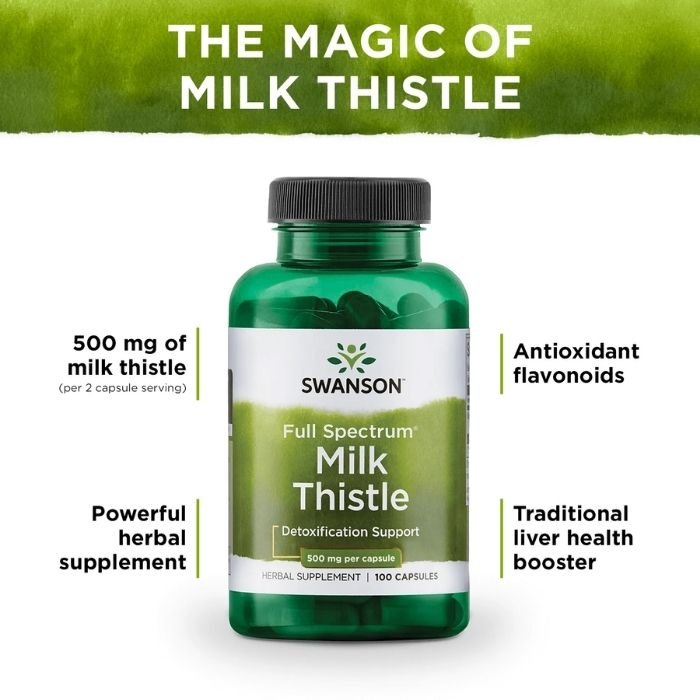 2x Swanson Full Spectrum Milk Thistle, Helps Support Overall Liver Health, 500 mg, 100 Capsules (2-pack) (2)