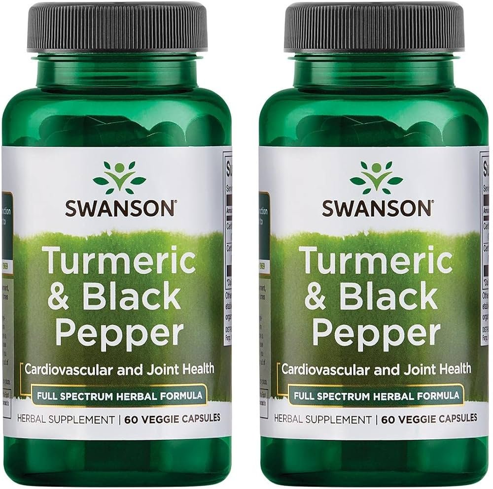 2x Swanson Turmeric & Black Pepper 60 vcaps kaina