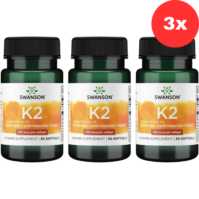 3x Swanson Vitamin K2 100mcg 30 softgels