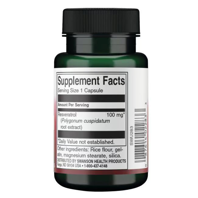 Swanson Resveratrol 100 mg 30 capsules sudetis kaina