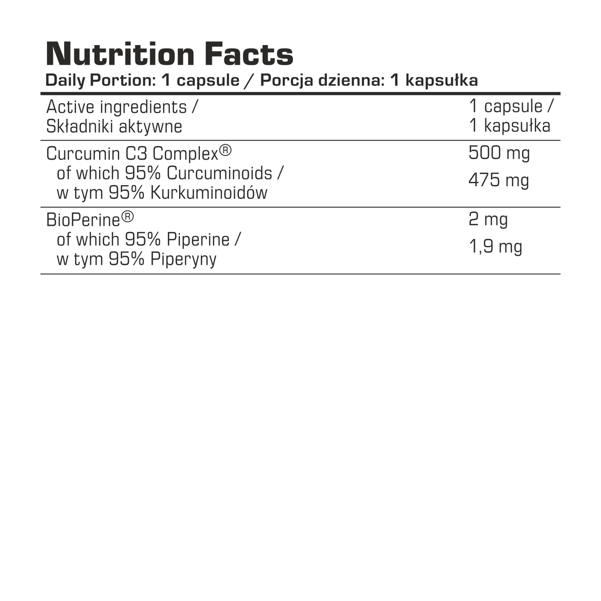 7 Nutrition Curcumin C3 complex 500 mg 60 caps sudeties lentele