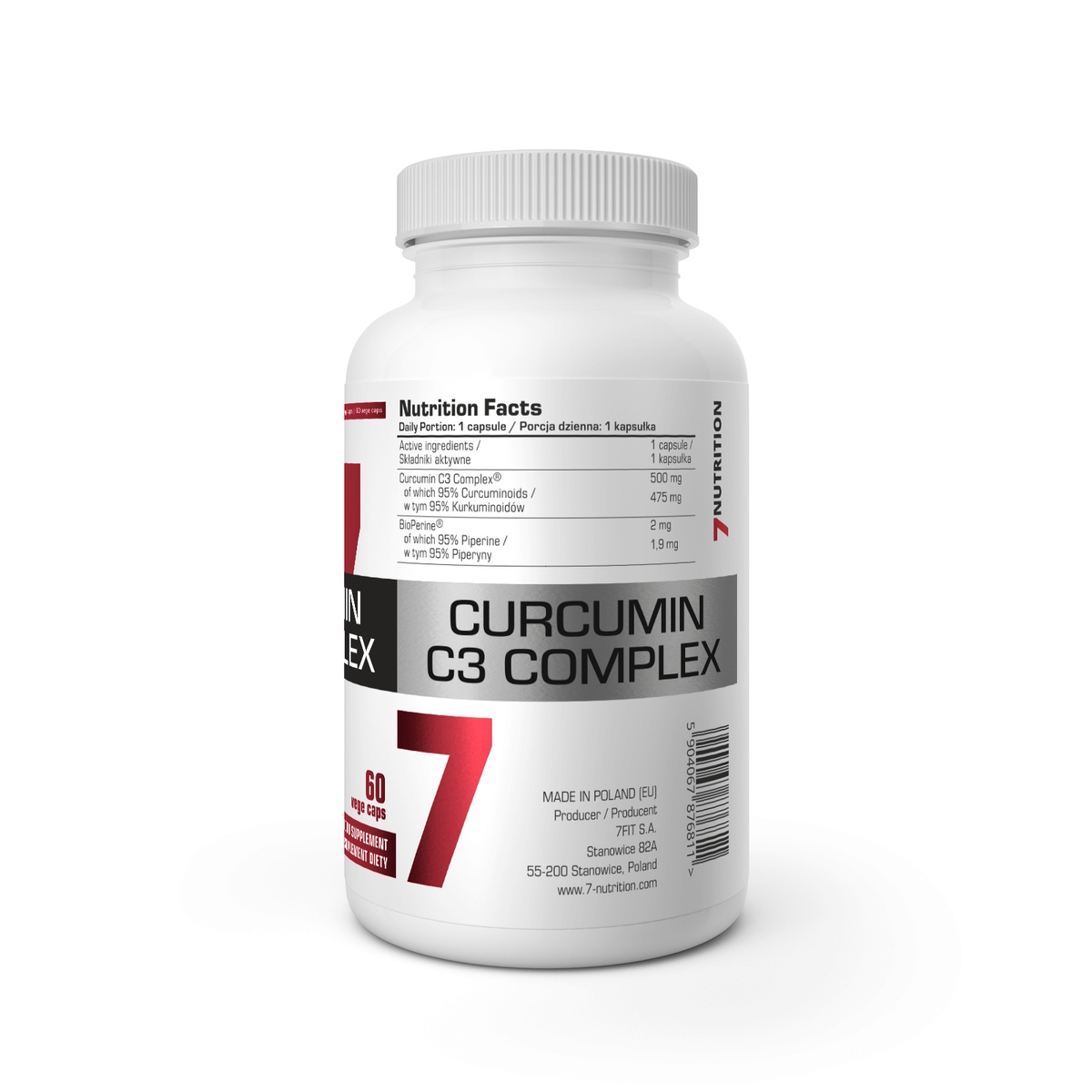 7 Nutrition Curcumin C3 complex 500 mg 60 caps sudetis akcija pigu