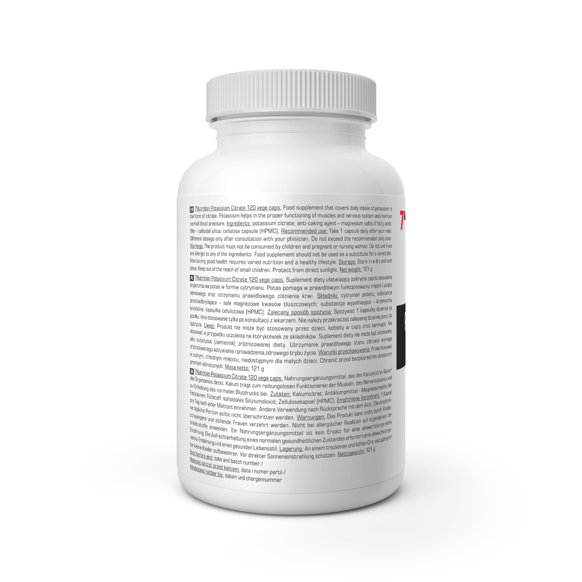 7Nutrition Kalio Citratas – 120 veganiškų kapsulių