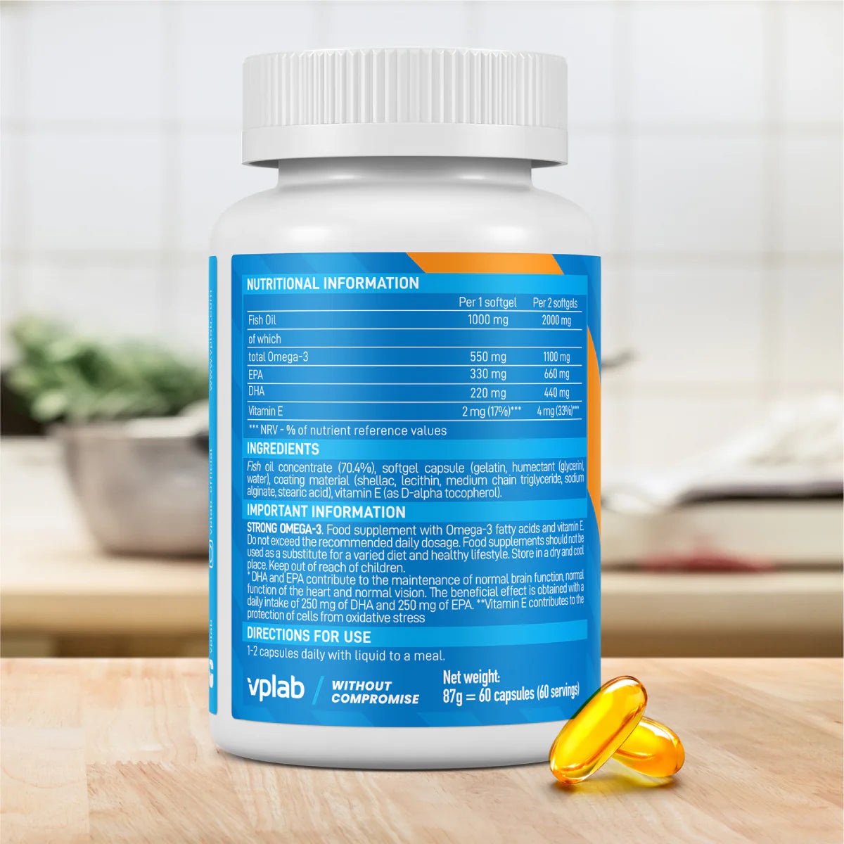 Vplab Strong Omega 3 60 softgels sudetis
