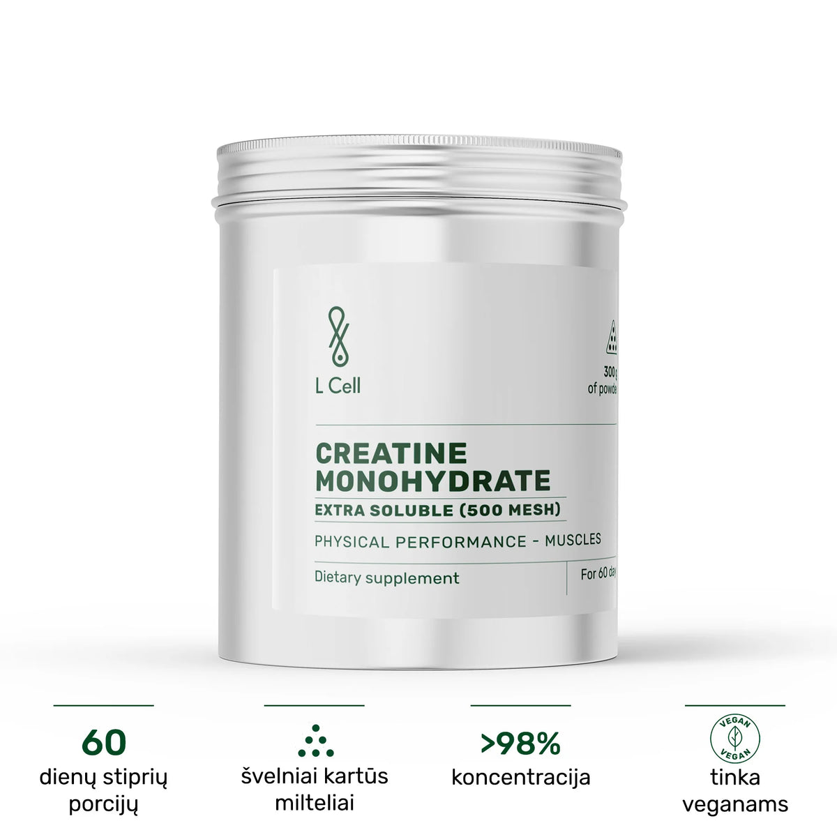 L Cell Creatine MonohydrateExtra Soluable (500 mesh) Powder 300g
