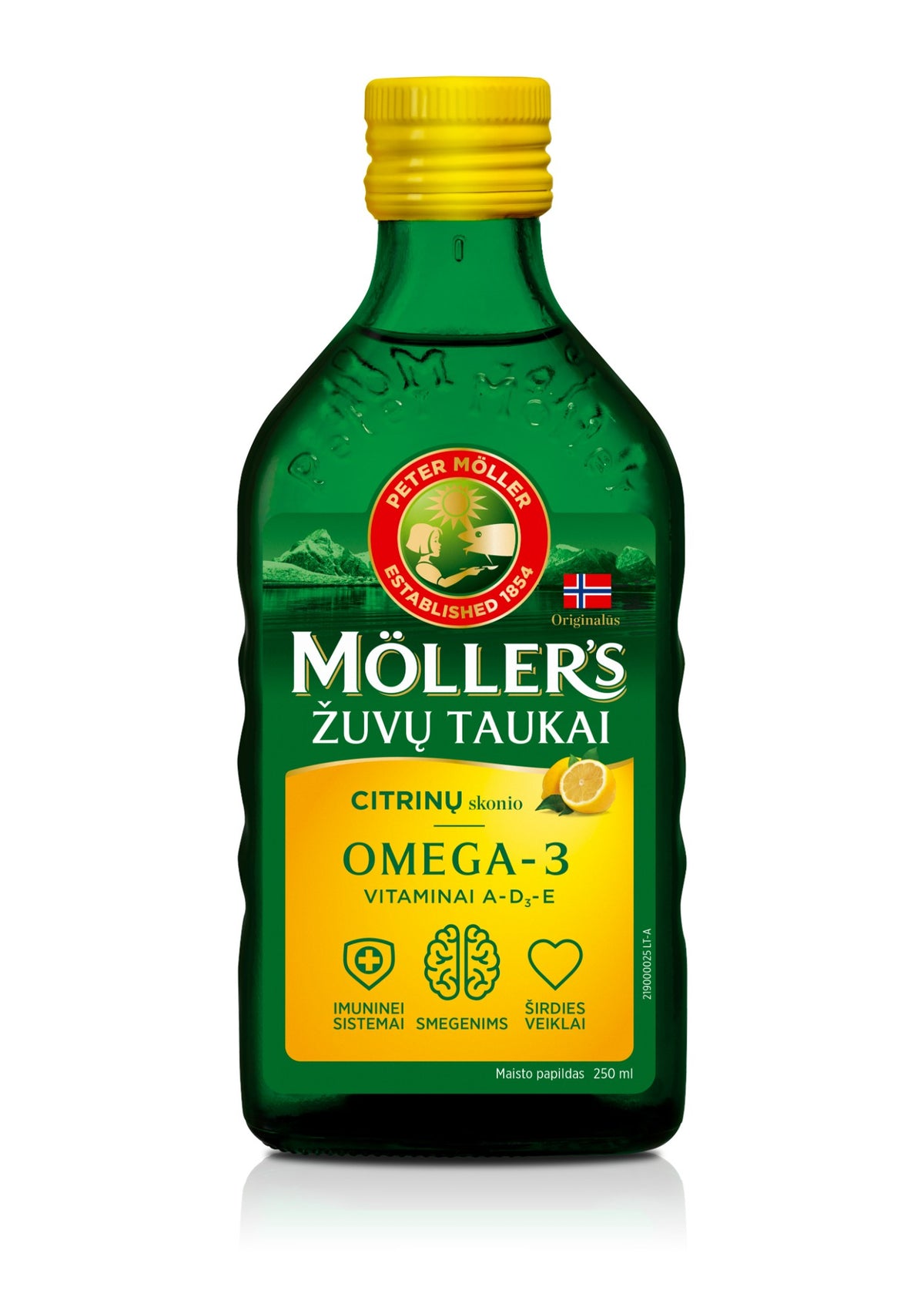 12x MÖLLER’S Omega-3 žuvų taukai, citrinų skonio, 250 ml