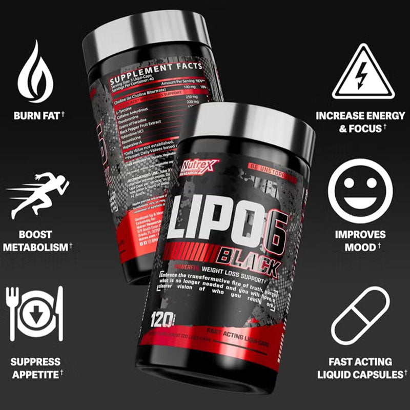 Nutrex Lipo-6 BLACK Weight Loss Support 120 liqui-caps