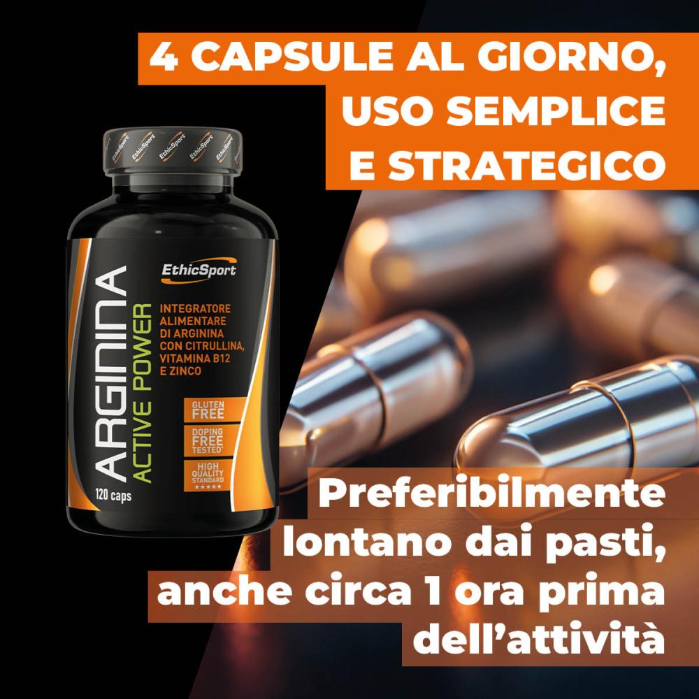 EthicSport Arginina Active Power, 120 kapsulių| L-Argininas