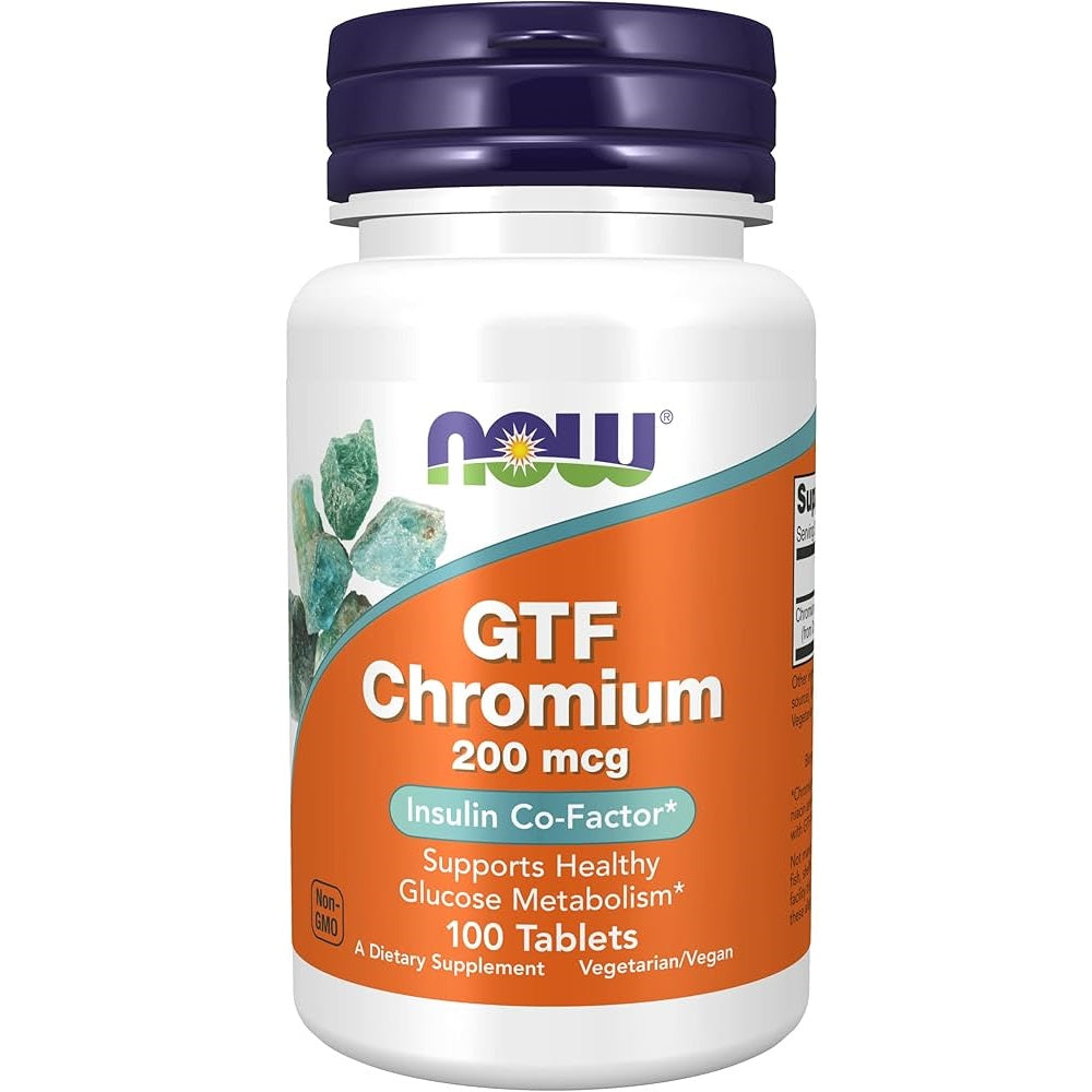 NOW Foods GTF Chromas, 200 mcg, 100 tablečių