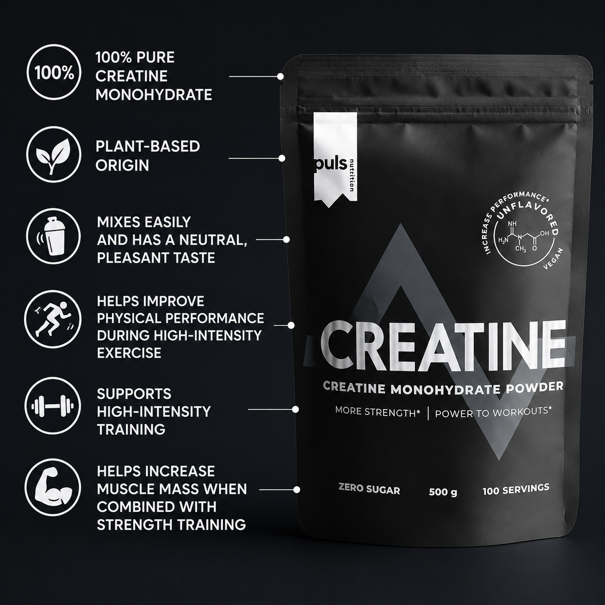 PULS Nutrition Creatine Monohydrate 500g