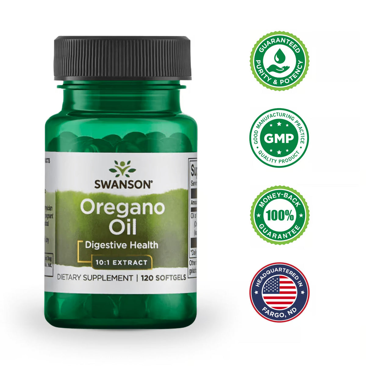 Swanson Oregano Oil 150 mg (10:1 ekstraktas) – 120 minkštųjų kapsulių