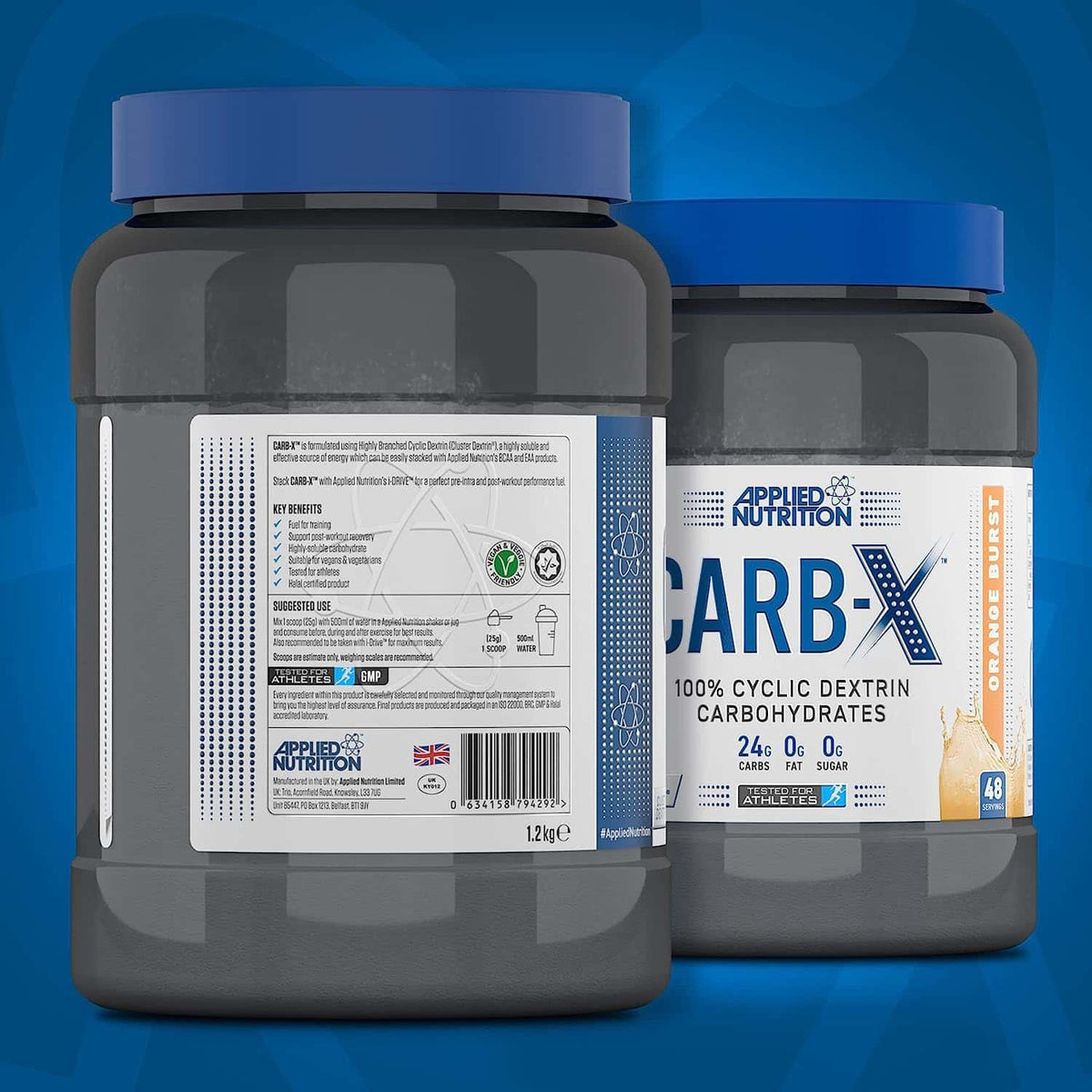 Applied Nutrition Carb X Highly Branched Cyclic Dextrin 48 servings 1.2 kg pakuotes kita puse
