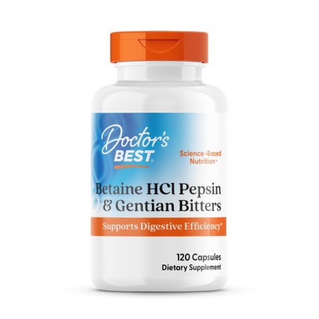 Betaine HCl Pepsin & Gentian Bitters Doctor's Best kaina