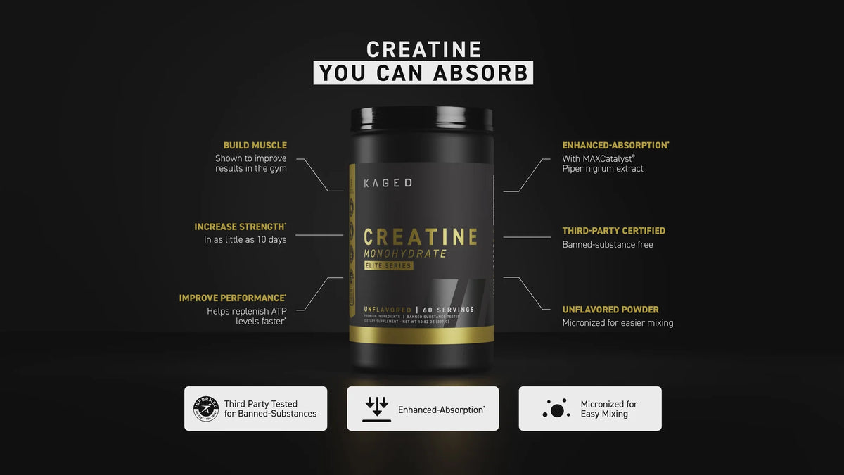 Kaged Muscle Creatine Monohydrate – Elite Series, Unflavoured – 307 g privalumai