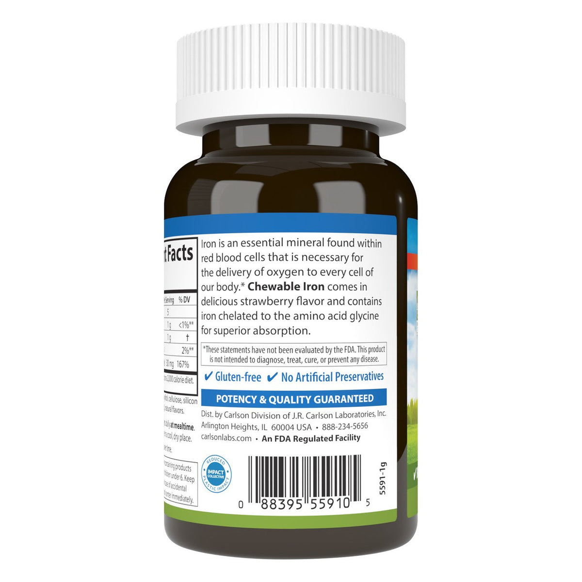 Carlson Labs Chewable Iron, 30mg Strawberry - 60 tablets vartojimas