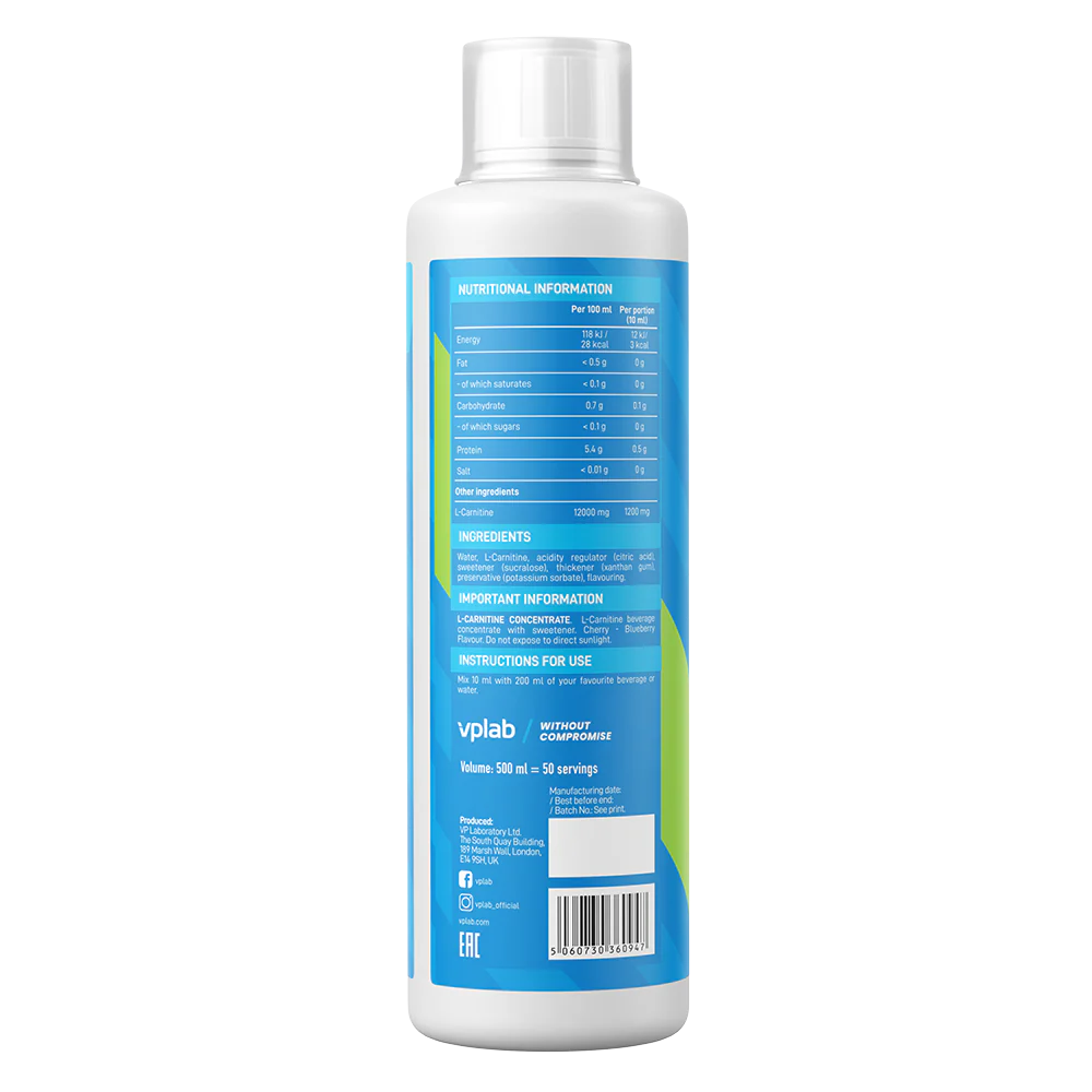 Vplab L-Carnitine Concentrate 500ml (50 servings) sudetis