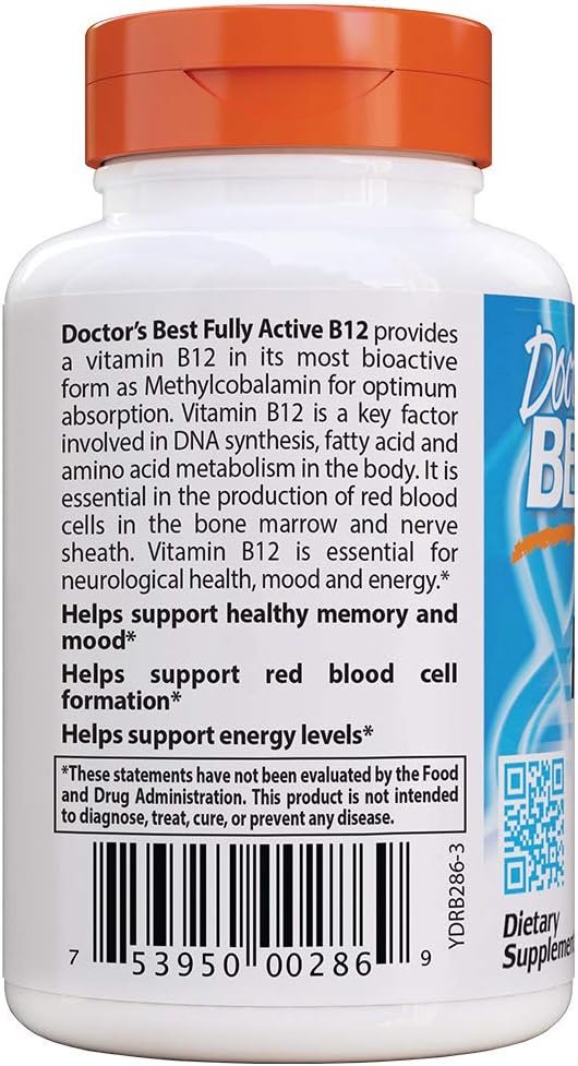 Doctor's Best Fully Active B12 1500 mcg 60 caps skonis