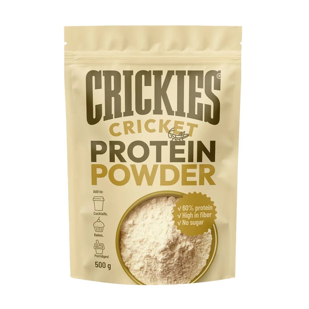 Džiovinti svirplių baltymų miltai CRICKIES 500gr,