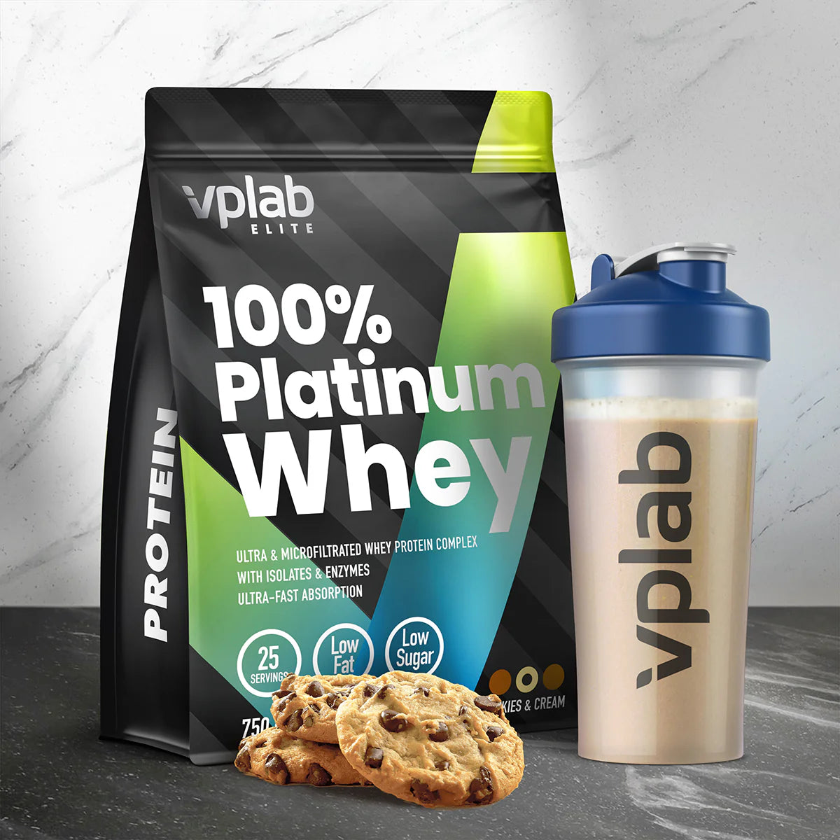 Vplab 100% Platinum Whey 750g baneris