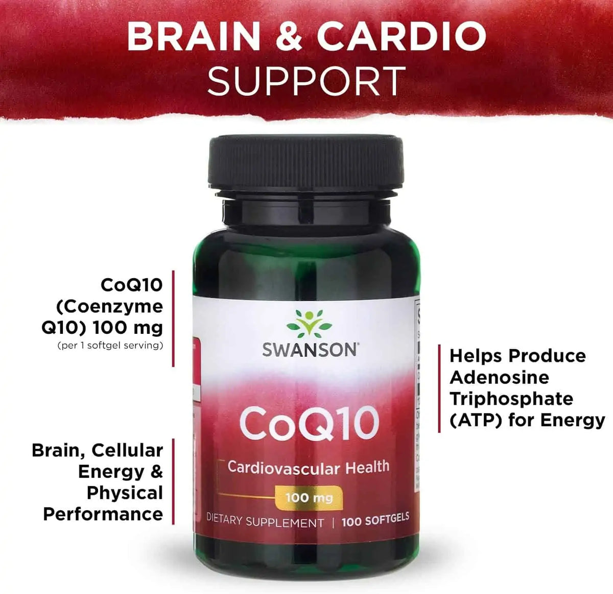 Advantages of Swanson CoQ10 100mg 100 softgels