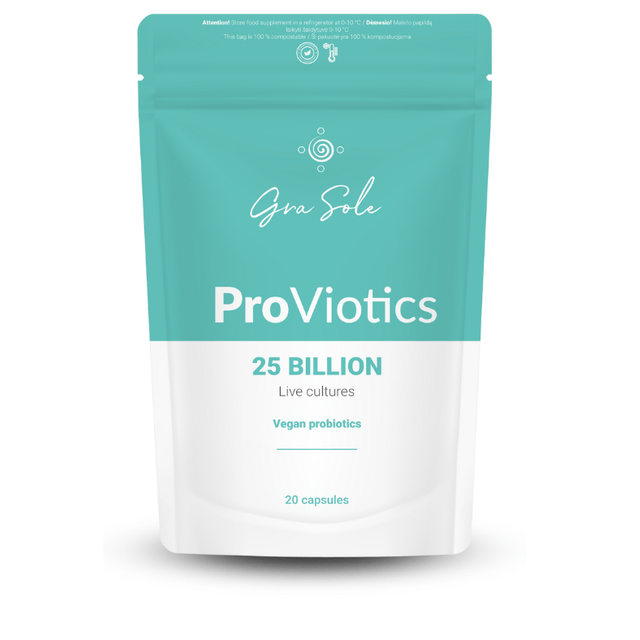 GraSole ProViotics - 25 billion PLANT-BASED LIVING BACTERIA 20 caps kaina