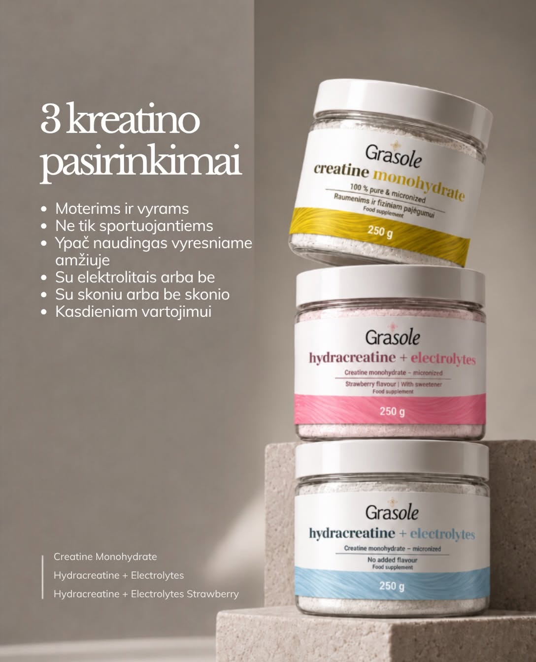 GraSole Hydracreatine + Electrolytes (strawberry flavored)