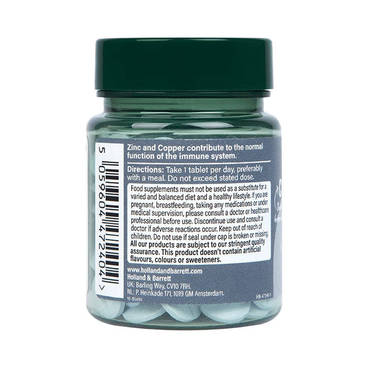 Holland & Barrett Chelated Zinc & Copper, 15mg - 120 tablets vartojimas