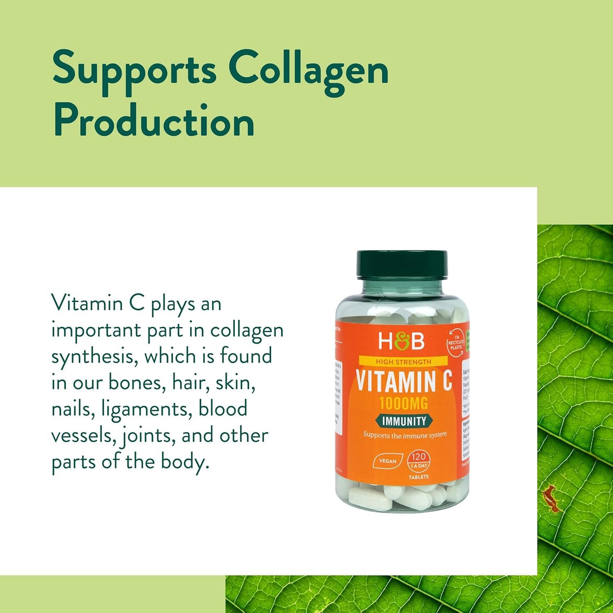Holland & Barrett High Strength Vitamin C - 1000mg - 120 vegan tabs pigu