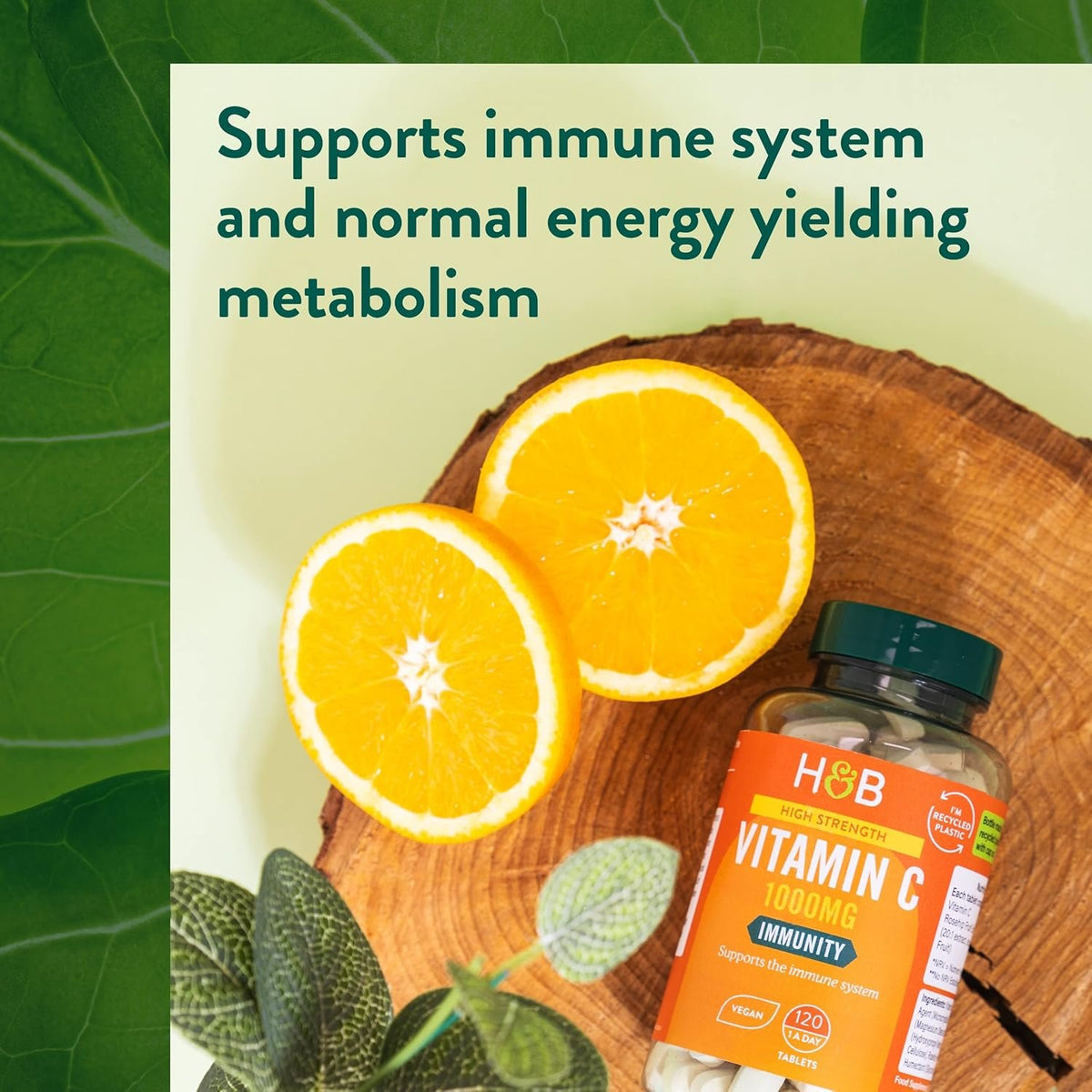 Holland & Barrett High Strength Vitamin C - 1000mg - 120 vegan tabs vitaminai
