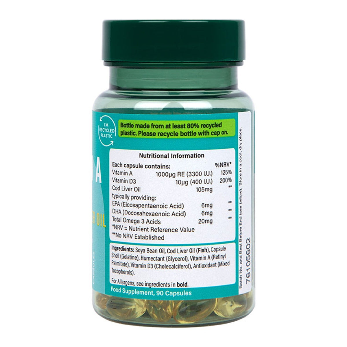 Holland & Barrett Vitamin A 3300 IU - 90 caps composition