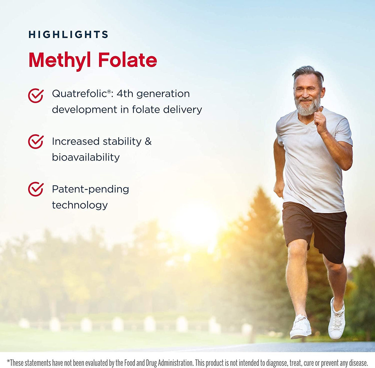Jarrow Formulas Methyl Folate, 400mcg - 60 vcaps vyrams