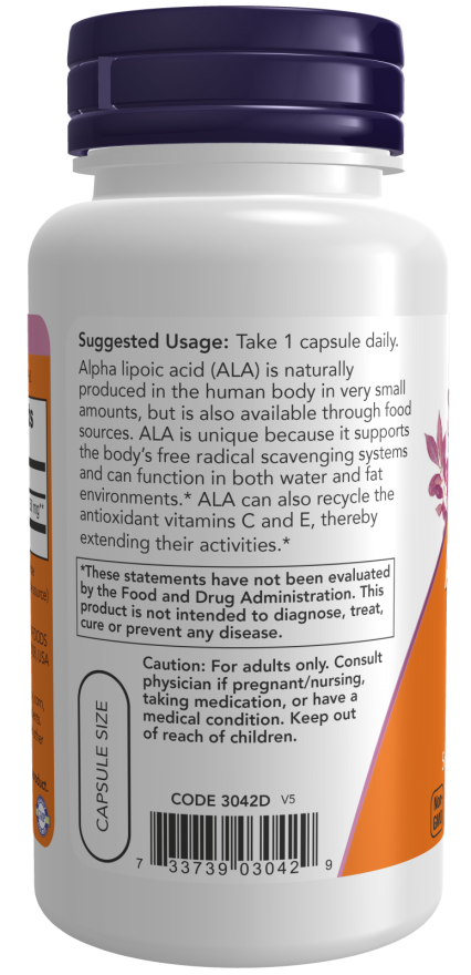 NOW Alpha Lipoic Acid 250mg 60 Veg. Capsules vartojimas
