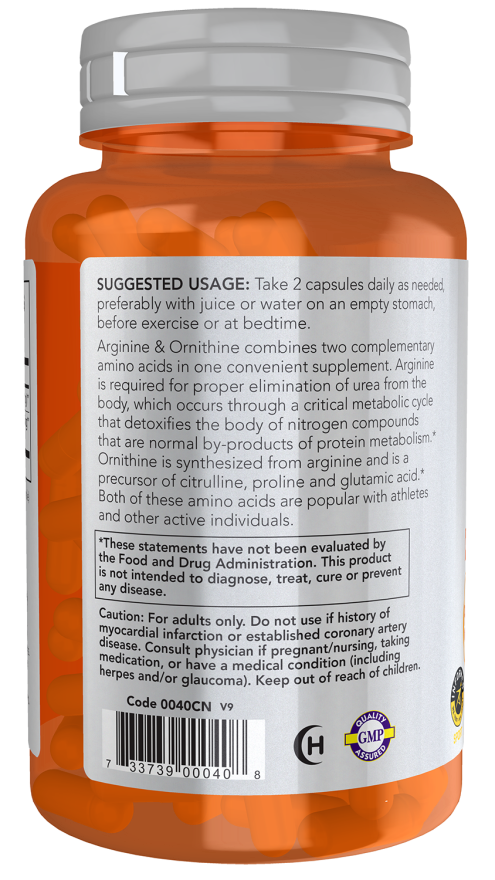 NOW Arginine & Ornithine 100 Veg. Capsules vartojimas