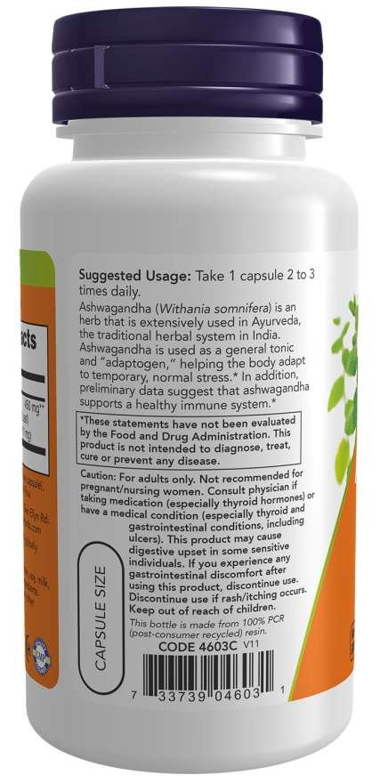 NOW Ashwagandha 450mg 90 caps vartojimas