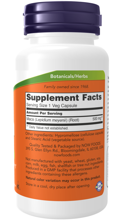NOW Food Maca 500mg 100 Veg. Capsules sudetis