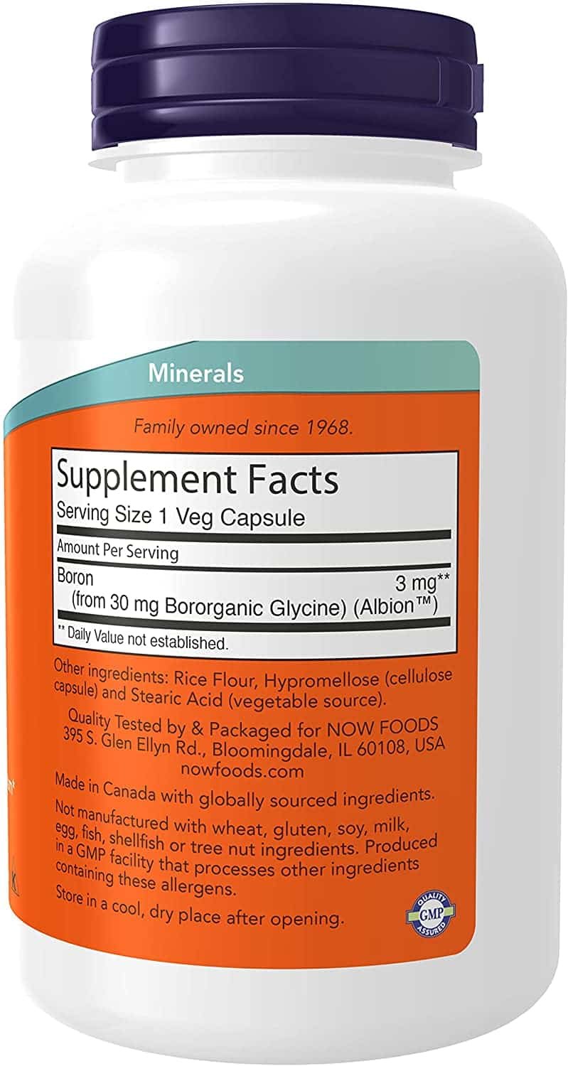 NOW foods Boron 3mg - 250 vcaps. kaina sudetis