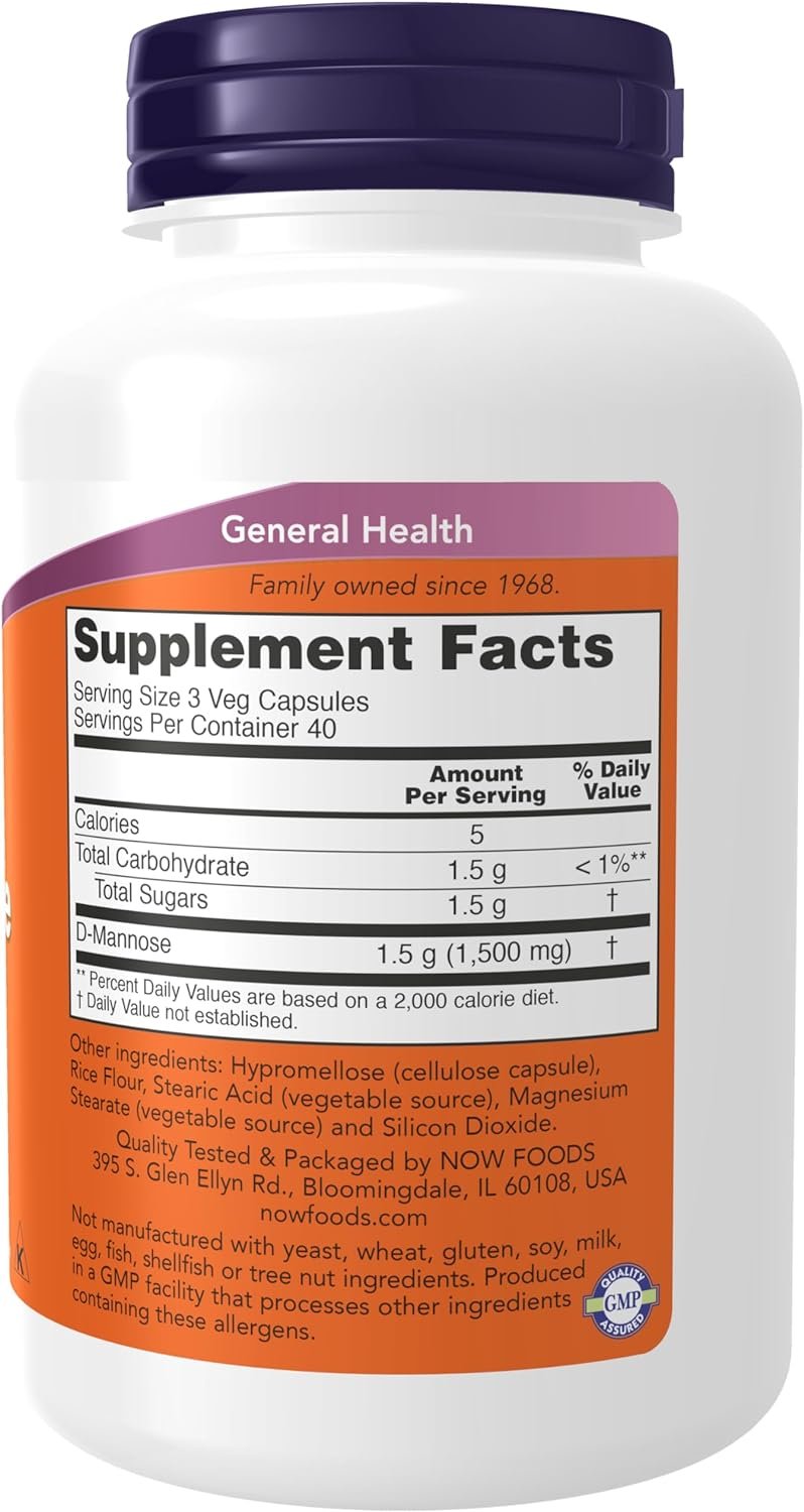 NOW Foods D-Mannose 500mg 120 vcaps sudetis