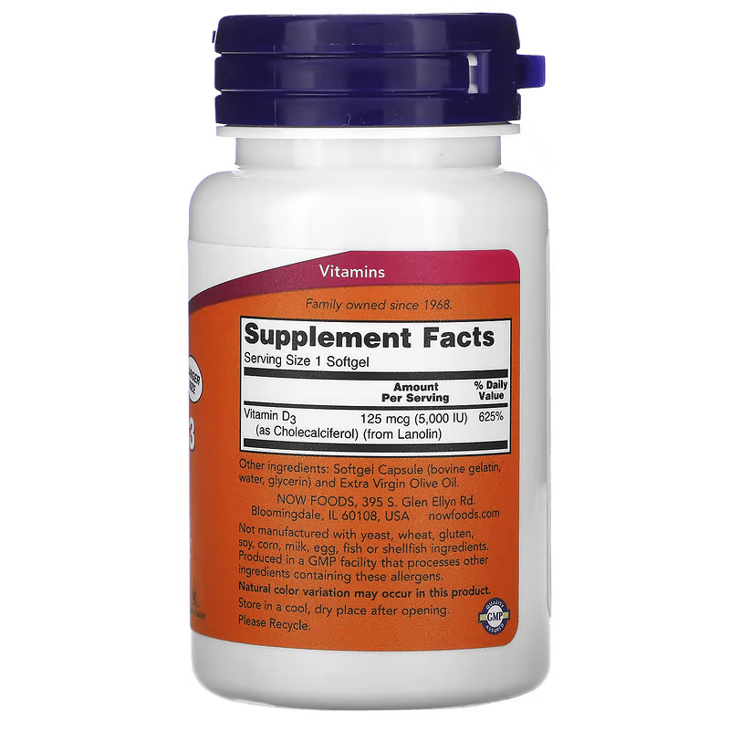 NOW Foods D3 5000 IU 240 softgels galas