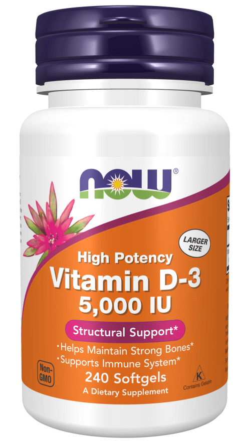 NOW Foods D3 5000 IU 240 softgels kaina
