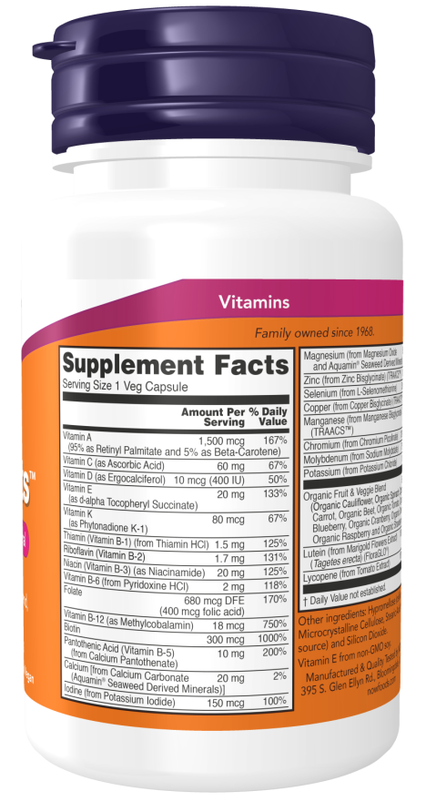 NOW Foods Daily Vits Multi 30 kaps. sudetis