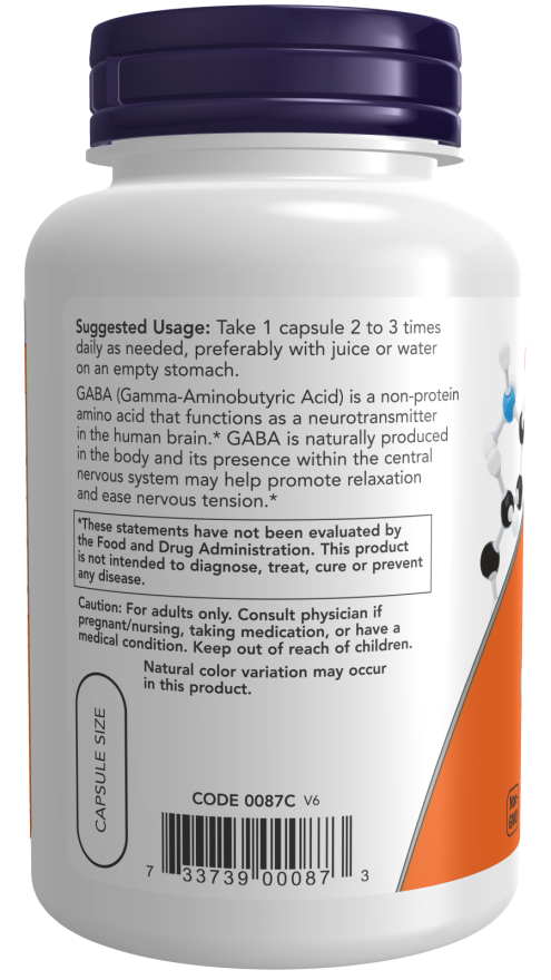 NOW Foods GABA with Vitamin B6 500mg 200 vcaps vartojimas