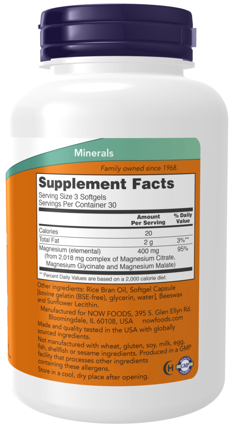 NOW Foods Magnesium Citrate Softgels - 90 softgels sudetis