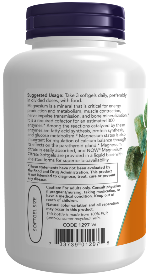 NOW Foods Magnesium Citrate Softgels - 90 softgels vartojimas