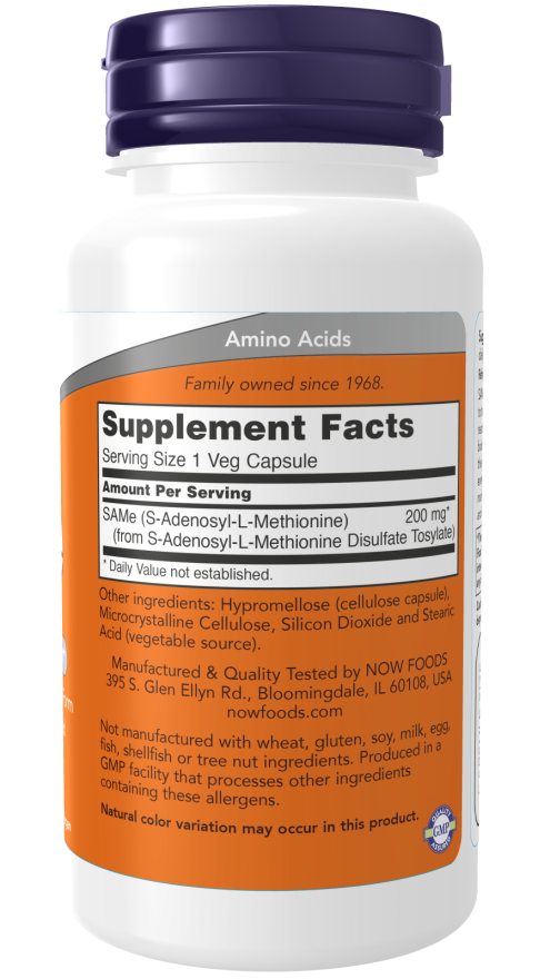 NOW Foods SAMe 200 mg Veg Capsules sudetis