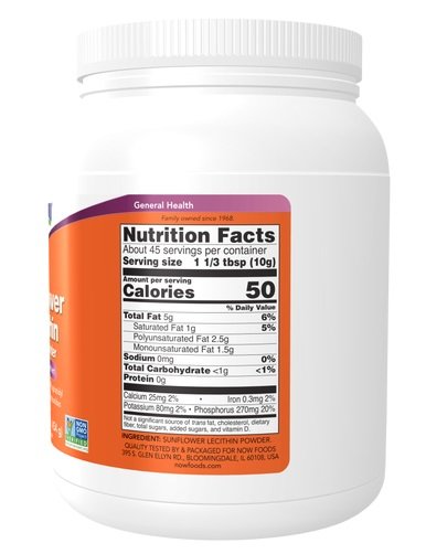 NOW Foods Sunflower Lecithin Pure Powder 454g sudetis