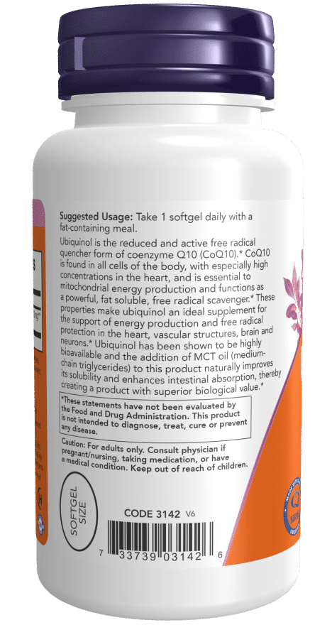 NOW Foods Ubiquinol, 100mg - 60 softgels vartojimas