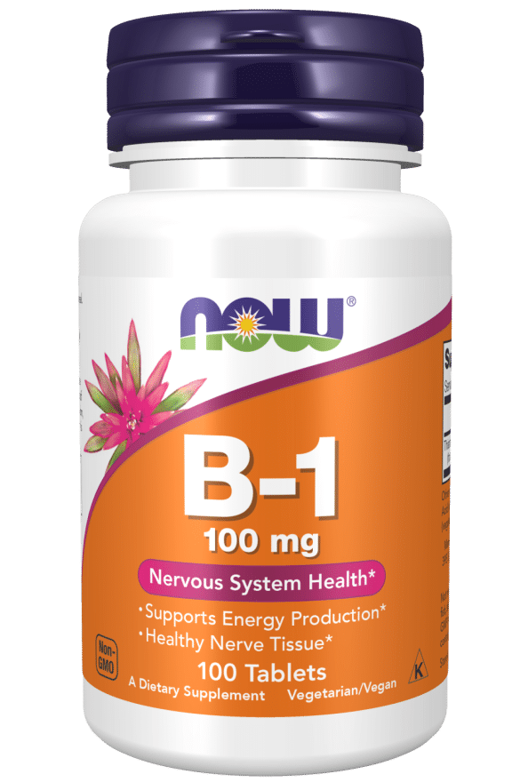 NOW Foods Vitamin B-1 Thiamine, 100mg - 100 tablets kaina