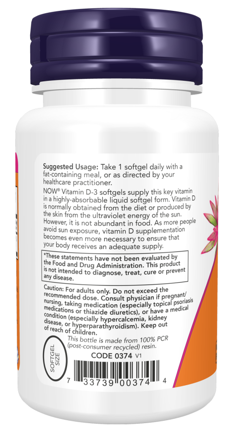 Now Foods Vitamin D-3 5000 IU 120 Softgels pigu